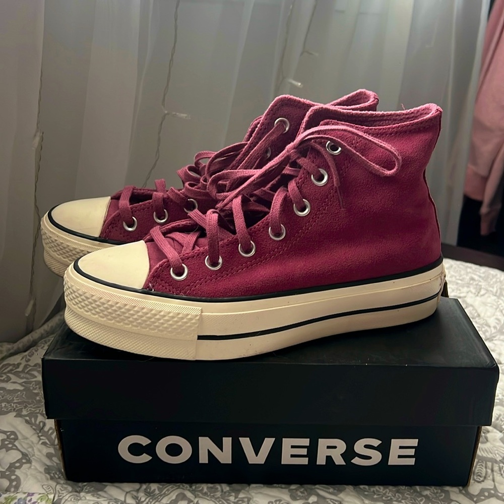 Converse high tops, magenta, size 7 W